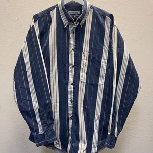 Vintage Bugle Boy Company button up stripes blue